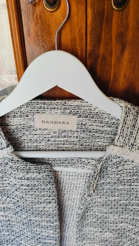 Chaqueta Tweed Jaspeada Gris y Blanca