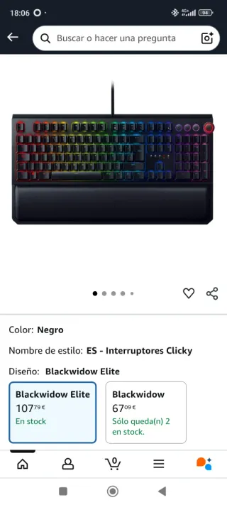 Teclado Gamer Razer Blackwidow Elite Negro
