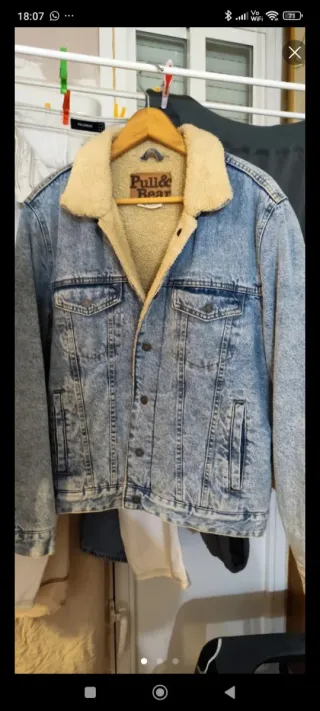 Cazadora Vaquera Pull&Bear Forrada Beige/Azul