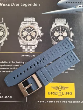 Para  Breitling correa Caucho Azul oscuro 22mm
