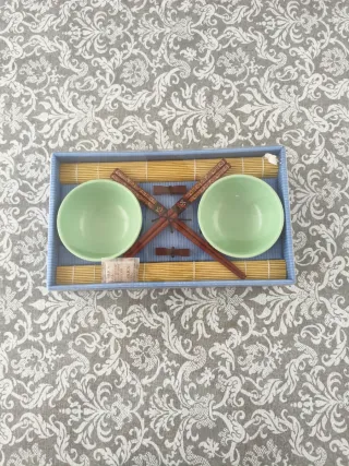 Set Vajilla Oriental Verde y Marrón