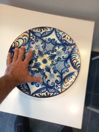 Plato Cerámica Pintado a Mano Grande