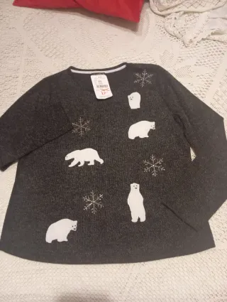Jersey gris con osos polares y copos de nieve Tall