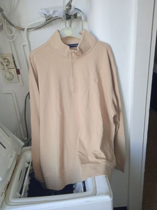 Sudadera Polo Club Beige Media Cremallera