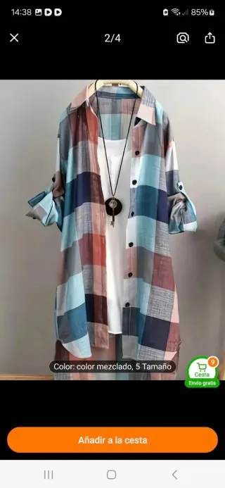 Camisa larga cuadros mujer talla única
