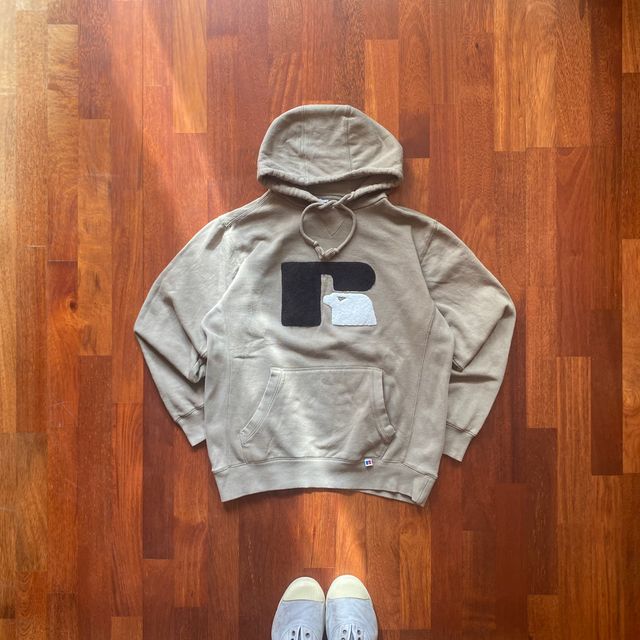 Russell Hoodie Light Green Big Logo Vintage Retro