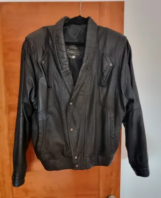 Chaqueta Cuero Vintage Vestibeira Negra