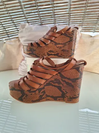 Tacones Cuña Mango Animal Print Serpiente España