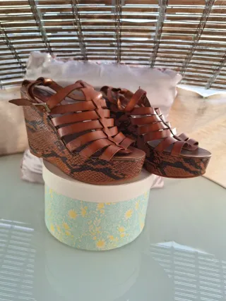 Tacones Cuña Mango Animal Print Serpiente España