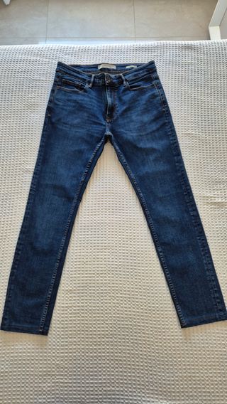 Pantalón Vaquero Mango Azul Oscuro Ajustado