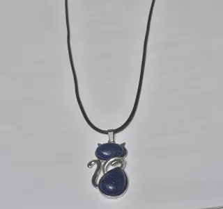Colgante gato azul y plata