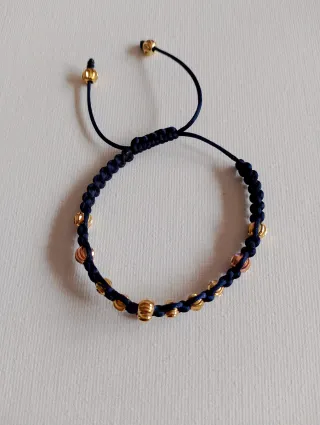 Pulsera Cruz Diamantada Azul y Dorada