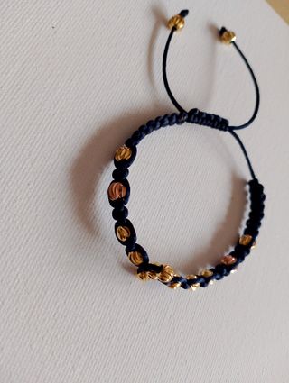 Pulsera Cruz Diamantada Azul y Dorada