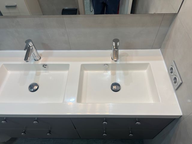 Mueble Lavabo Doble 120cm Gris y Blanco