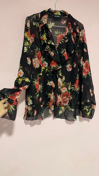 Vestido largo floral negro