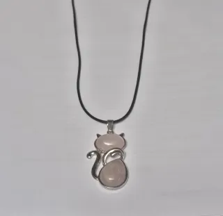 Colgante gato rosa y plata