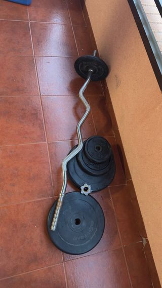 Barra de pesas Z con discos