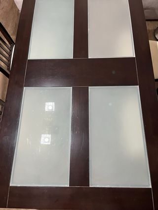 Mesa comedor madera y cristal + 4 sillas