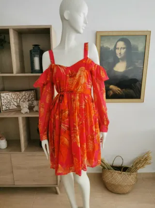 Vestido Twinset Naranja y fucsia