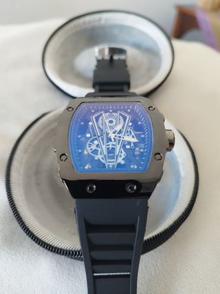 Reloj Esqueleto Negro y Azul Hombre