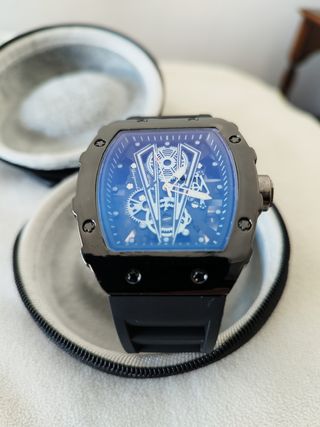 Reloj Esqueleto Negro y Azul Hombre