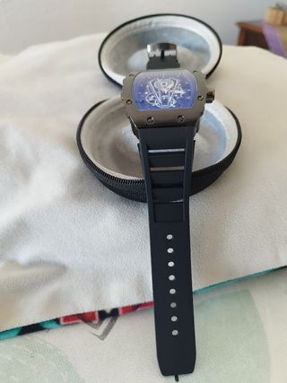 Reloj Esqueleto Negro y Azul Hombre