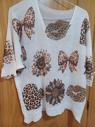 Camiseta Mujer Talla Única Estampado Animal Print