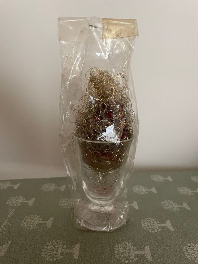 Portacandele vetro e metallo oro rosso