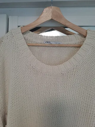 Jersey Zara Beige  Abalorios Madera talla XL