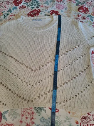 Jersey Zara Beige  Abalorios Madera talla XL