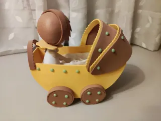Cochecito Bebé Fofucho Decorativo Hecho a Mano