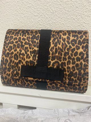 Bolso fiesta leopardo con lazo negro