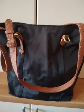 Borsa Bric's nera con dettagli marroni