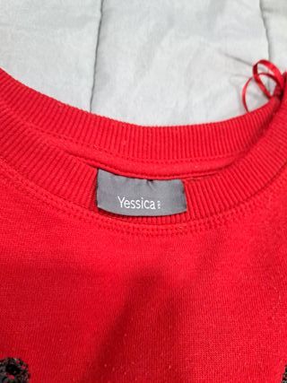 Blusa roja manga larga con lentejuelas