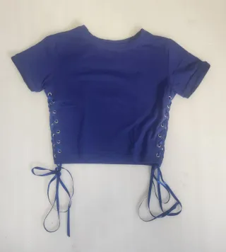 Camiseta azul lazos laterales