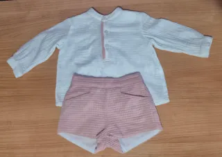 Conjunto bebé Miranda blanco y rosa