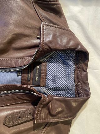Cazadora Piel Marrón Massimo Dutti
