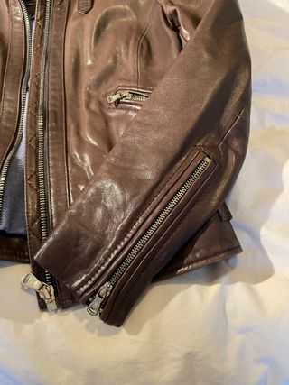 Cazadora Piel Marrón Massimo Dutti