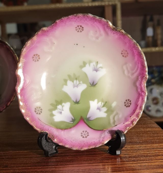 Pareja cuencos Silesia rosas y verdes