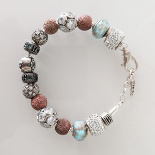 Carlo Biagi Pulsera de Charms en Plata y Oro