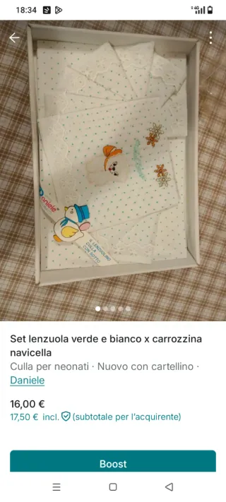 Set lenzuola verde e bianco x culla