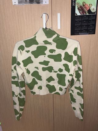 Jersey cuello alto estampado vaca verde