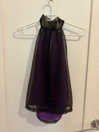 Top halter Pimkie morado con reflejos dorados