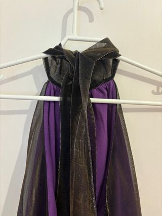 Top halter Pimkie morado con reflejos dorados