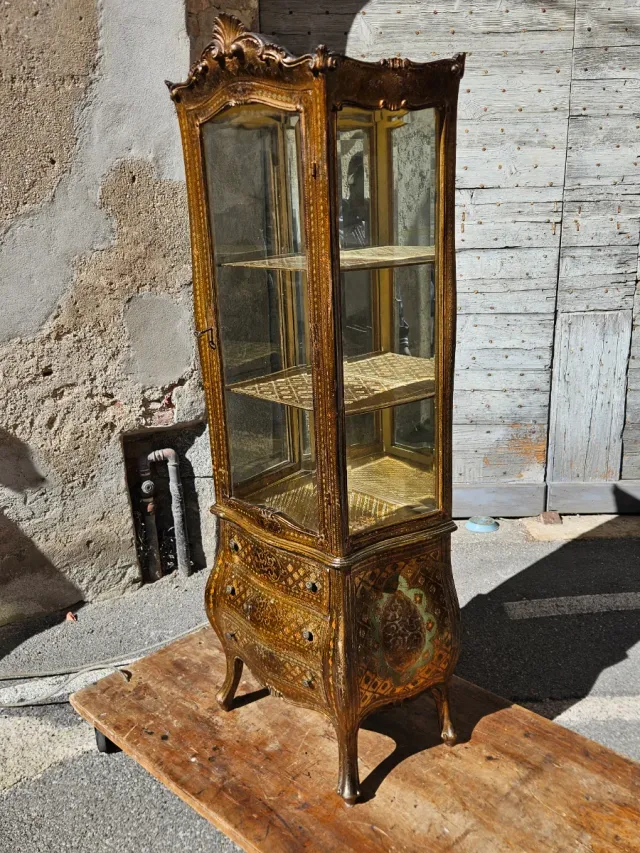 Cristalliera vetrina dorata barocco antica