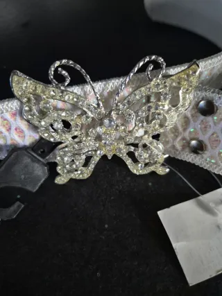 Cinturón Mujer Mariposa Brillante Plata
