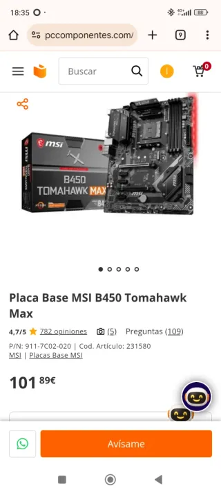 Placa Base MSI B450 Tomahawk MAX