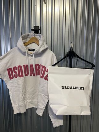 Felpa Dsquared2 bianca con logo rosso
