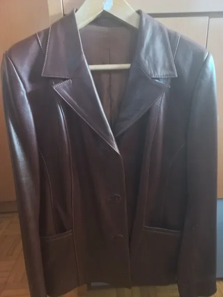 Chaqueta de cuero mujer marrón