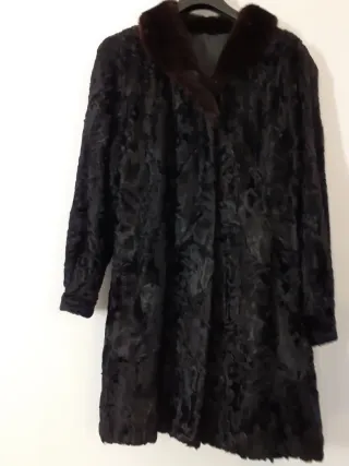 Abrigo piel estracan mujer negro XXL